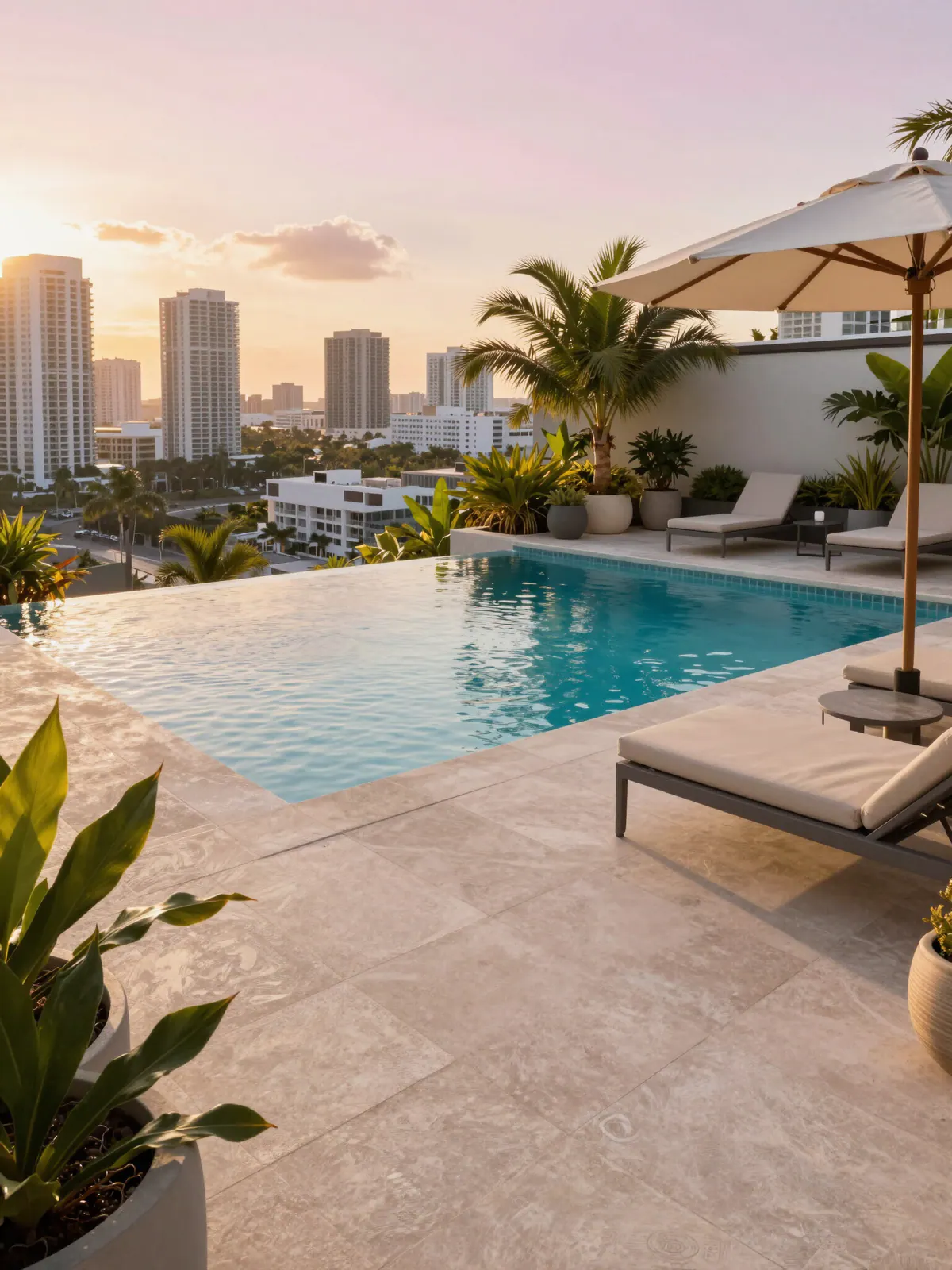 Tropical Modernist rooftop pool